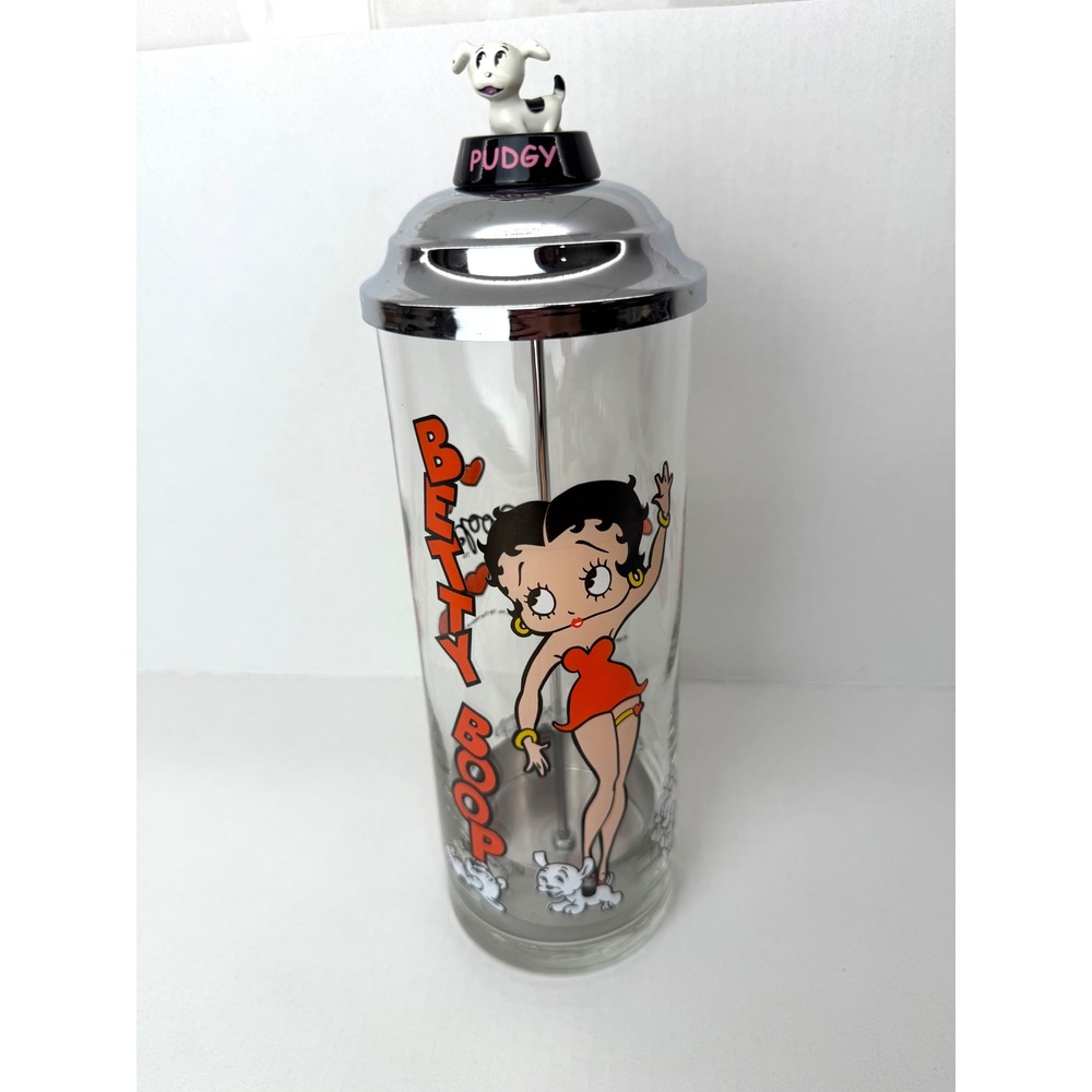 Betty Boop Straw Dispenser Clear Vintage 1998 Pudgy Chrome